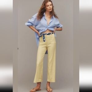 Anthropologie Maeve The Colette Wide Leg Crop Butter Yellow Pants Size 26